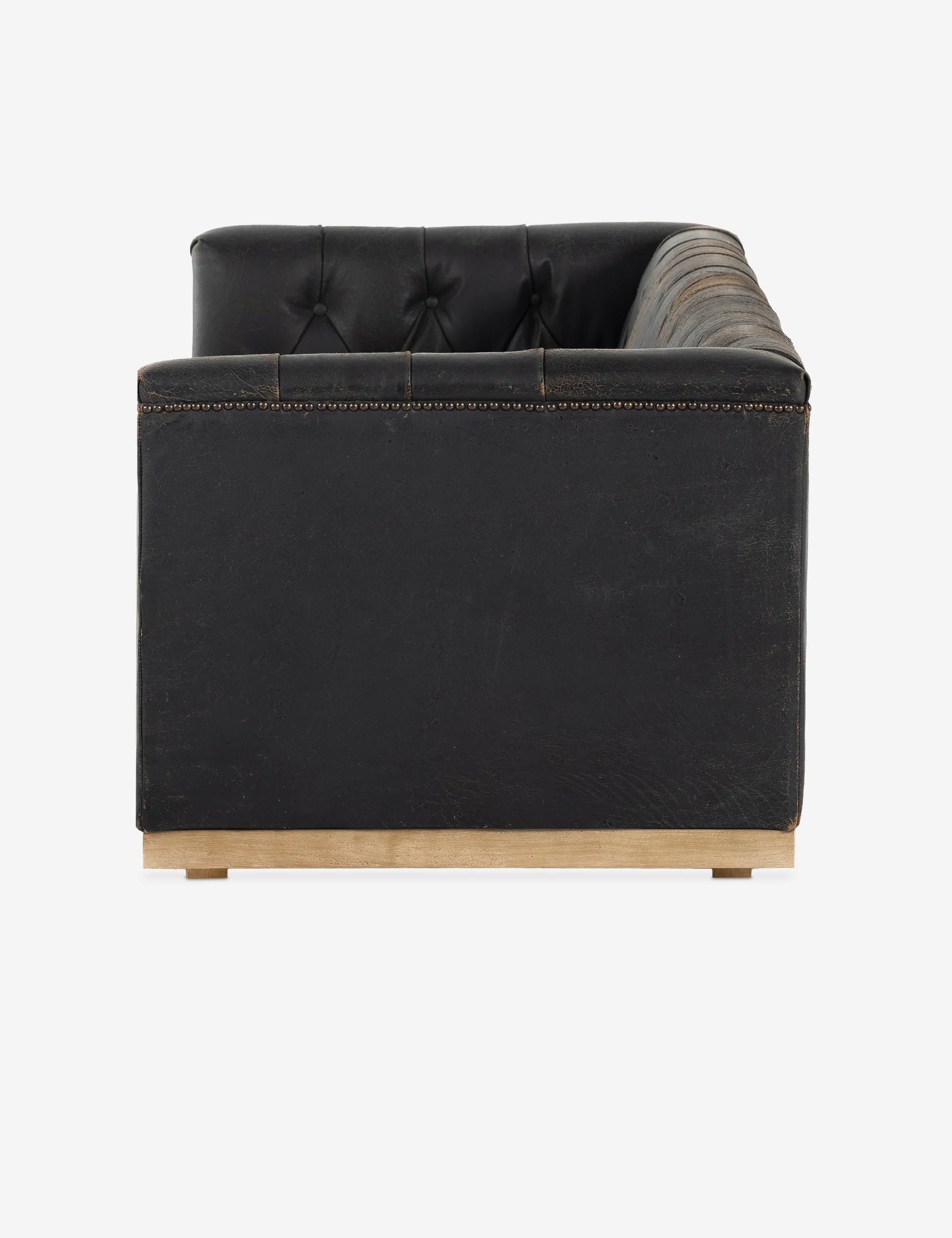 Afia Leather Sofa, Distressed Black - Image 4