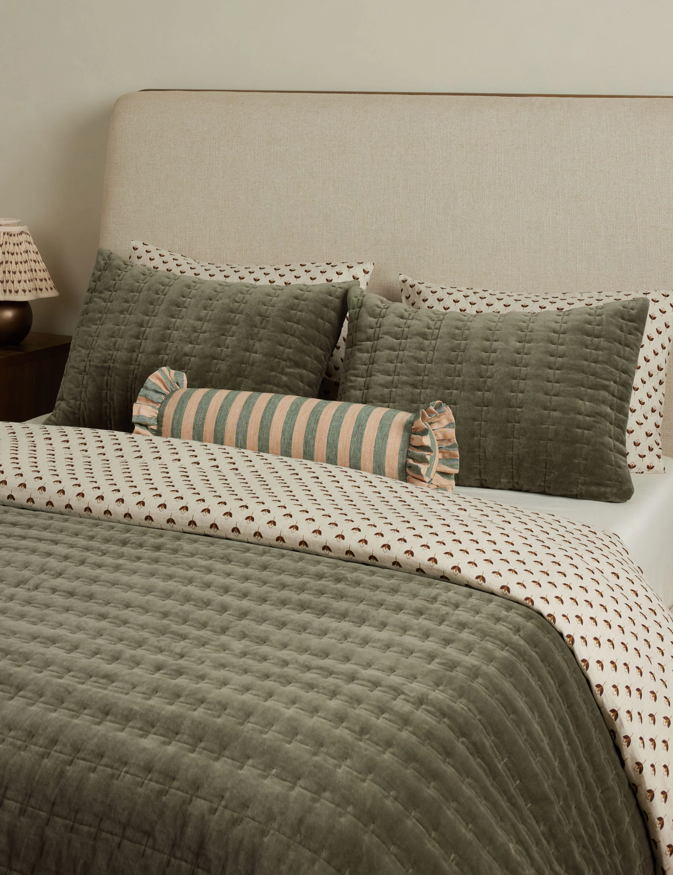Amaroso Linen Ruffle Bolster Pillow - Image 8