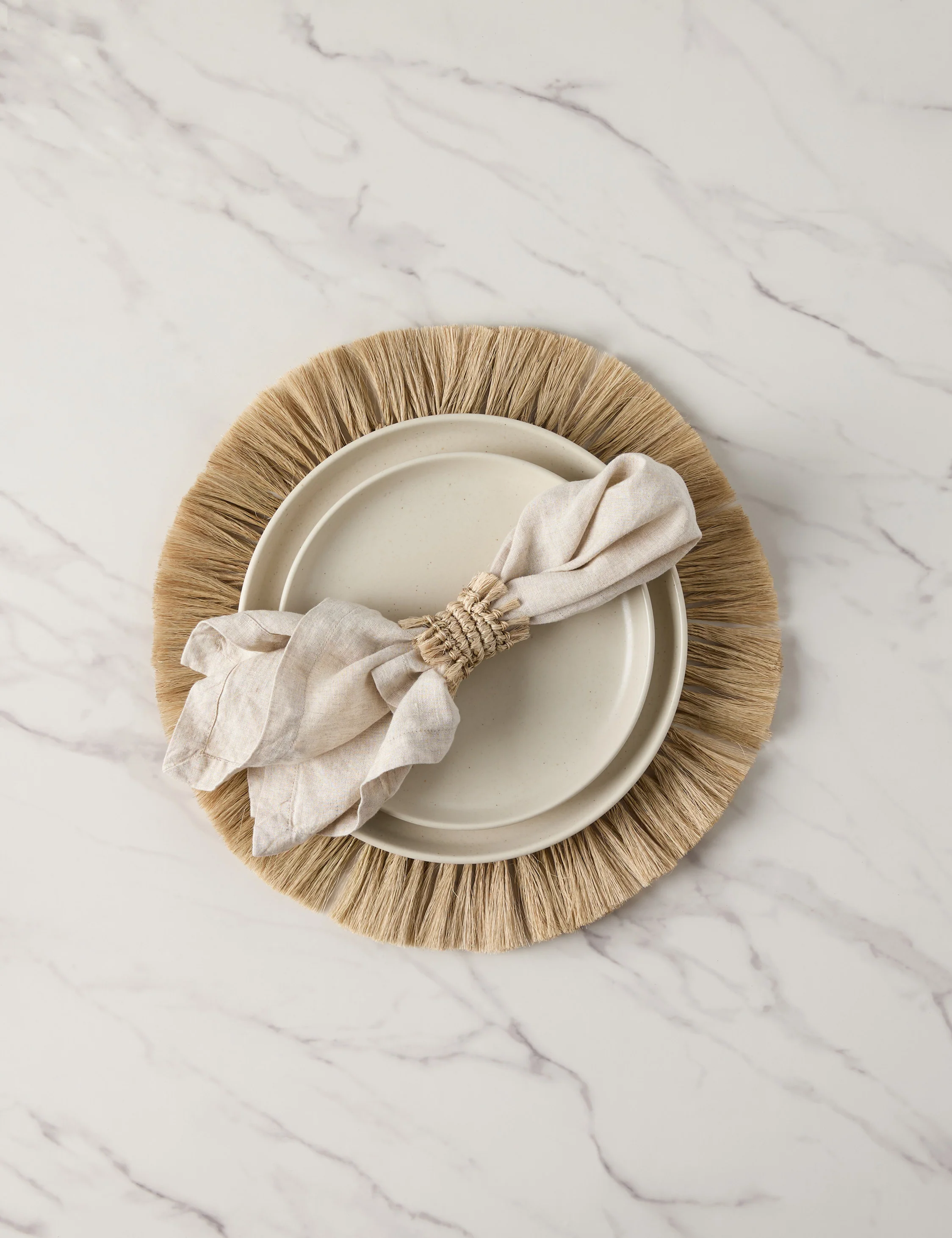 Fique Fringe Napkin Rings (Set of 4) by Tallo de Olivo - Image 2