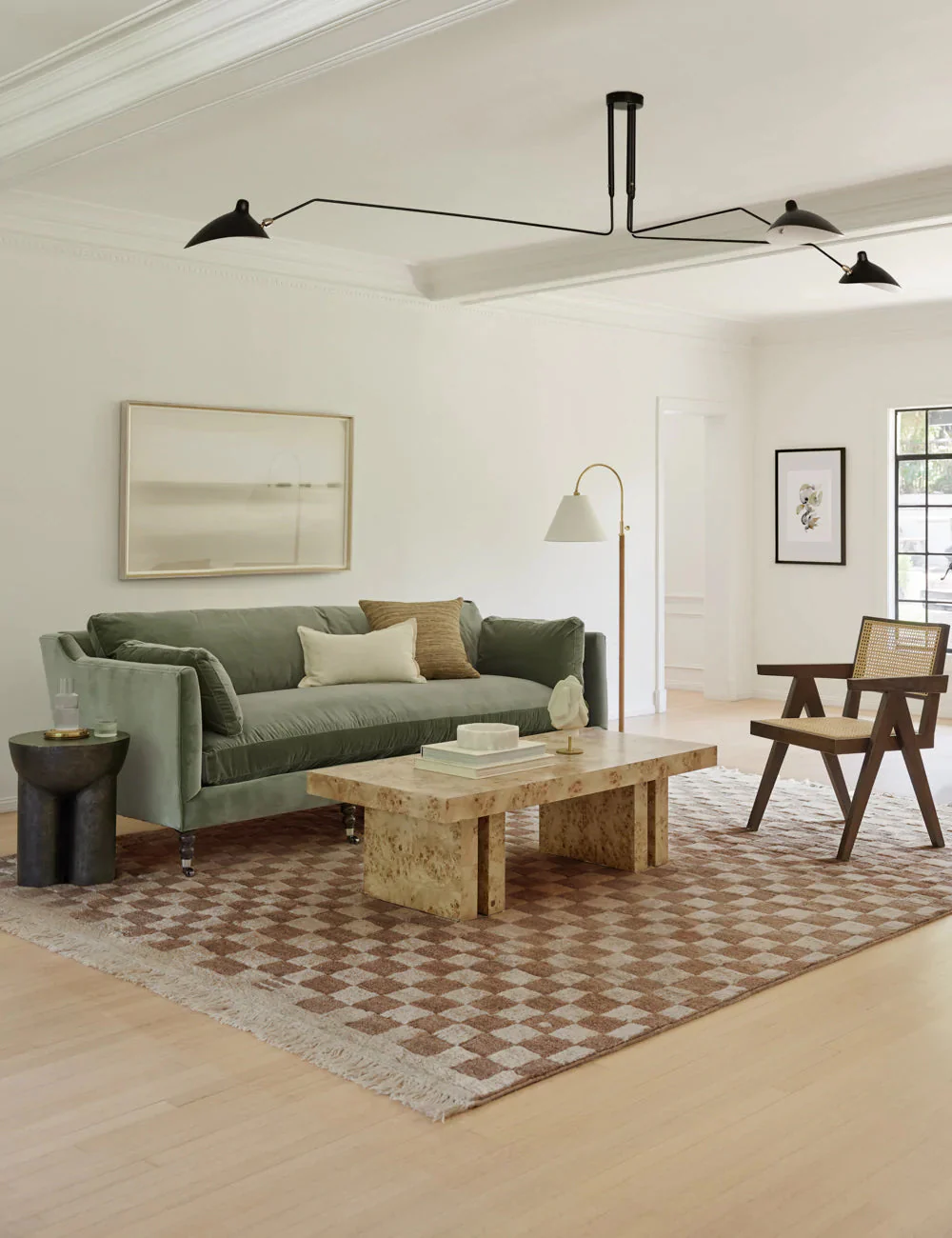 Irregular Checkerboard Hand-Knotted Wool Rug Swatch by Sarah Sherman Samuel, Ochre - Image 6
