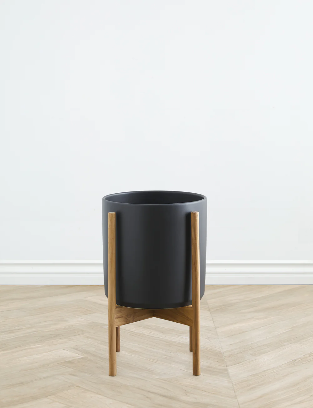 Ceramic Planter Pot + Teak Stand by LBE Design - Image 3
