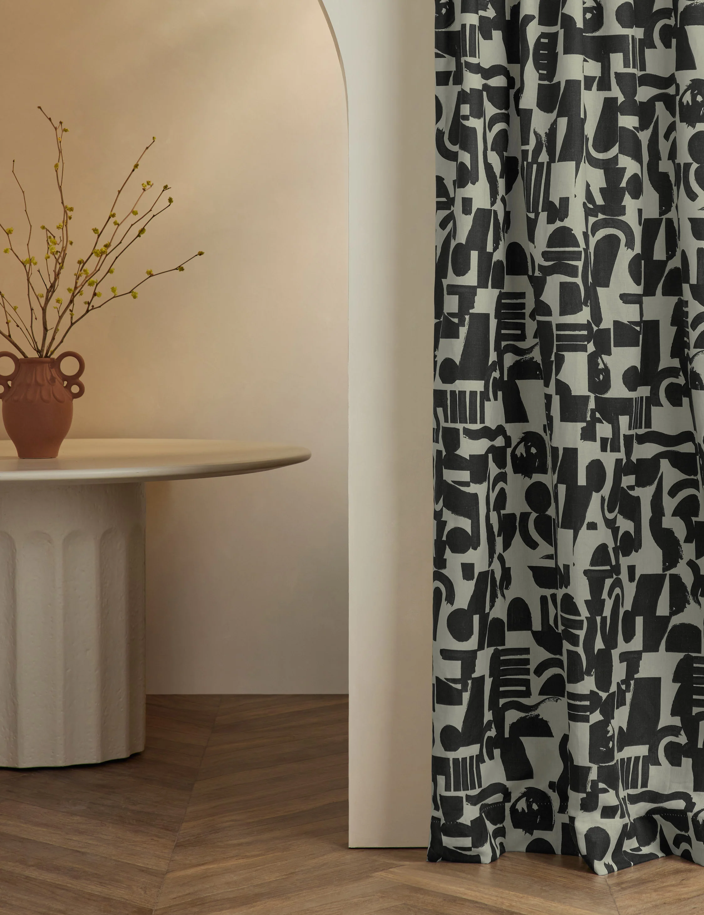 Organic Shapes Linen Curtain Panel by Sarah Sherman Samuel - Image 7