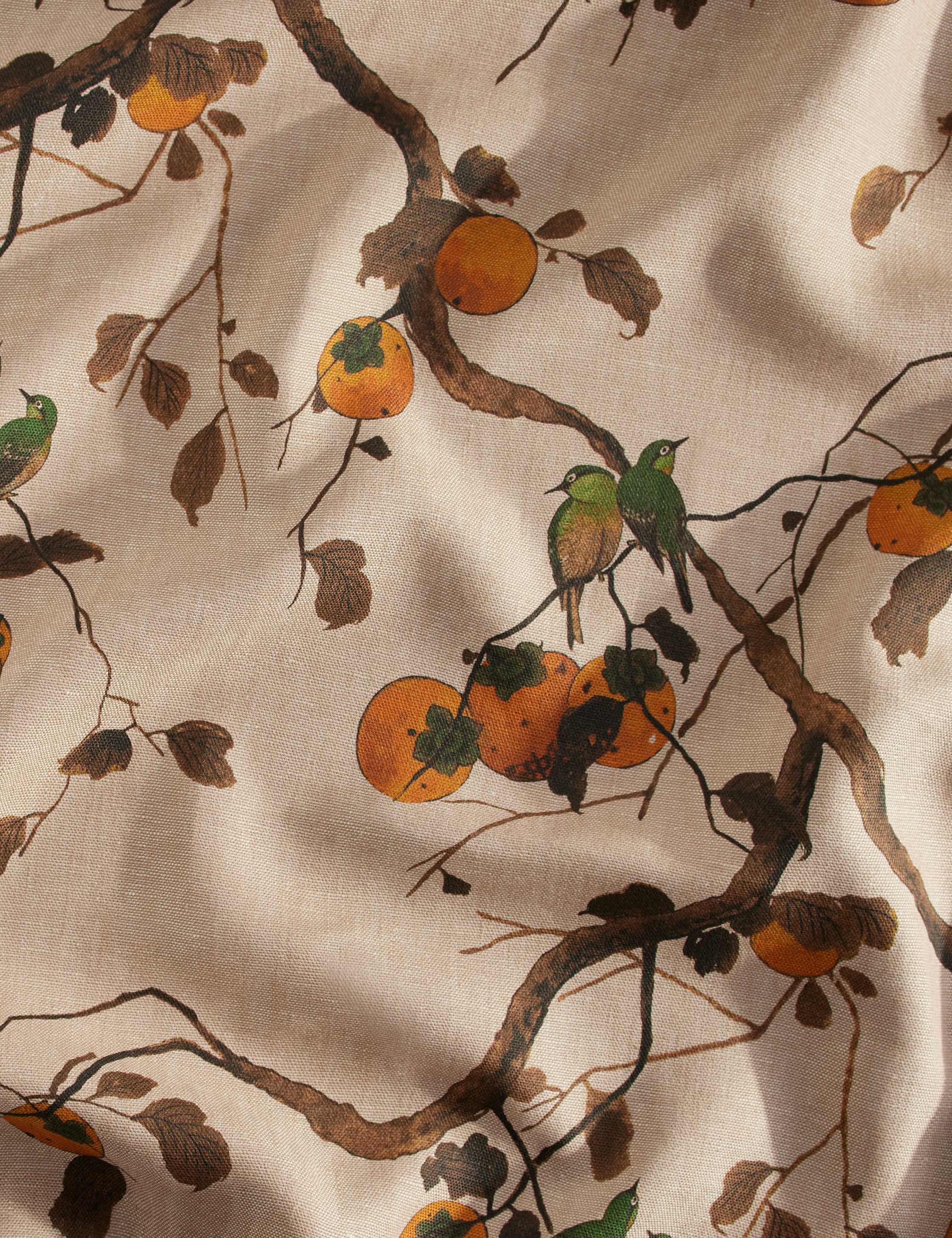 Persimmon Birds Flax Linen Fabric by Nathan Turner - Image 11
