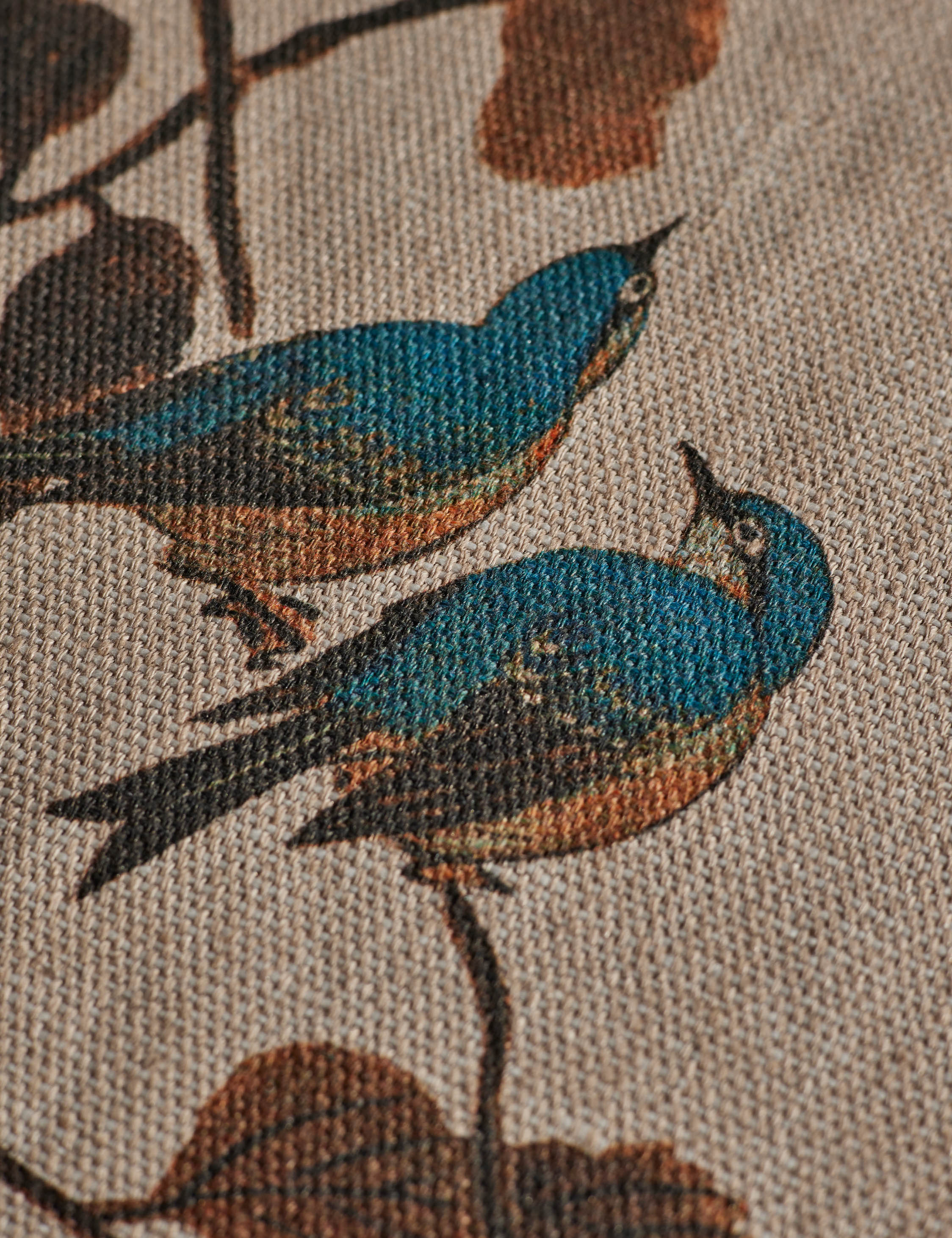 Persimmon Birds Flax Linen Fabric by Nathan Turner - Image 4