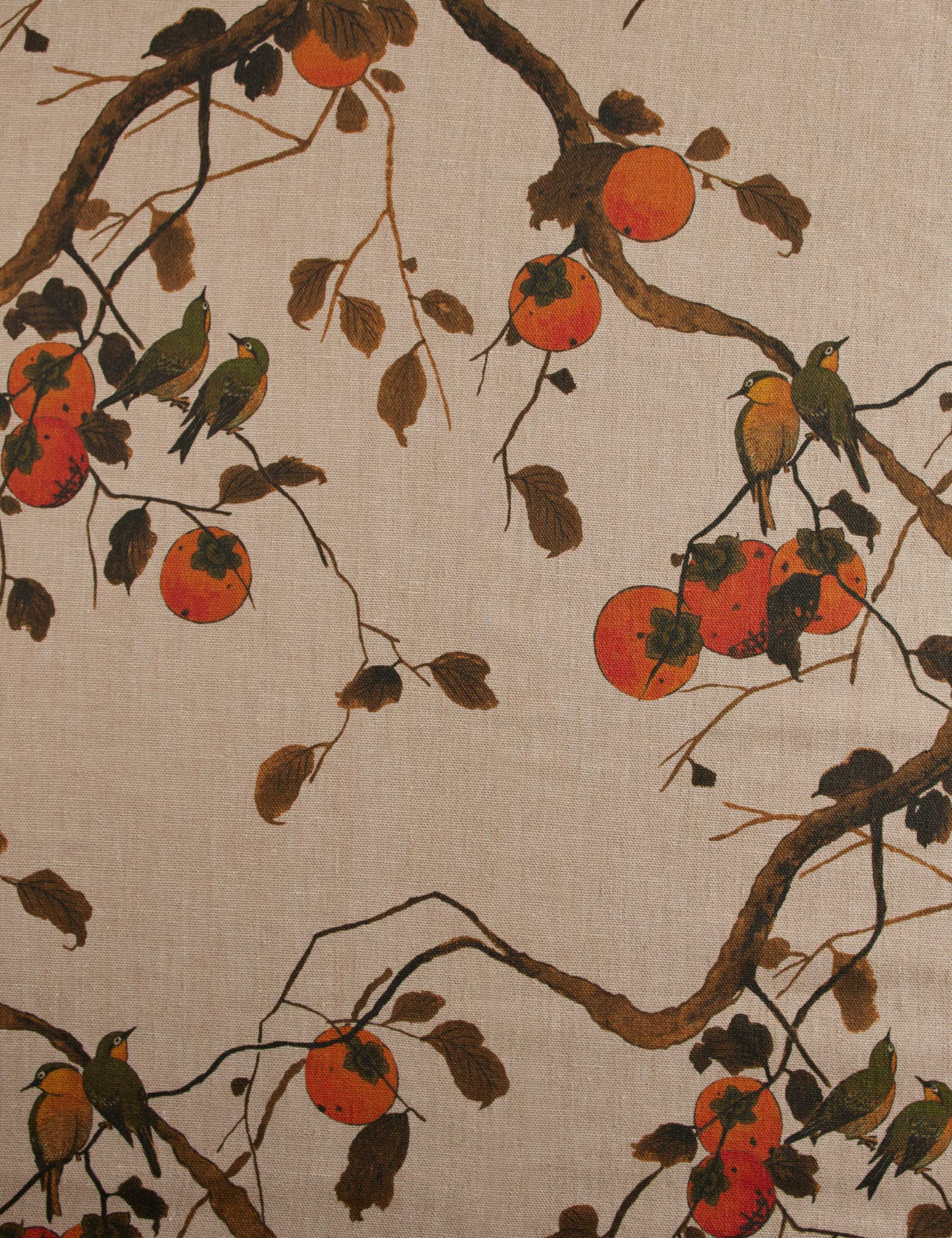 Persimmon Birds Flax Linen Fabric by Nathan Turner - Image 6