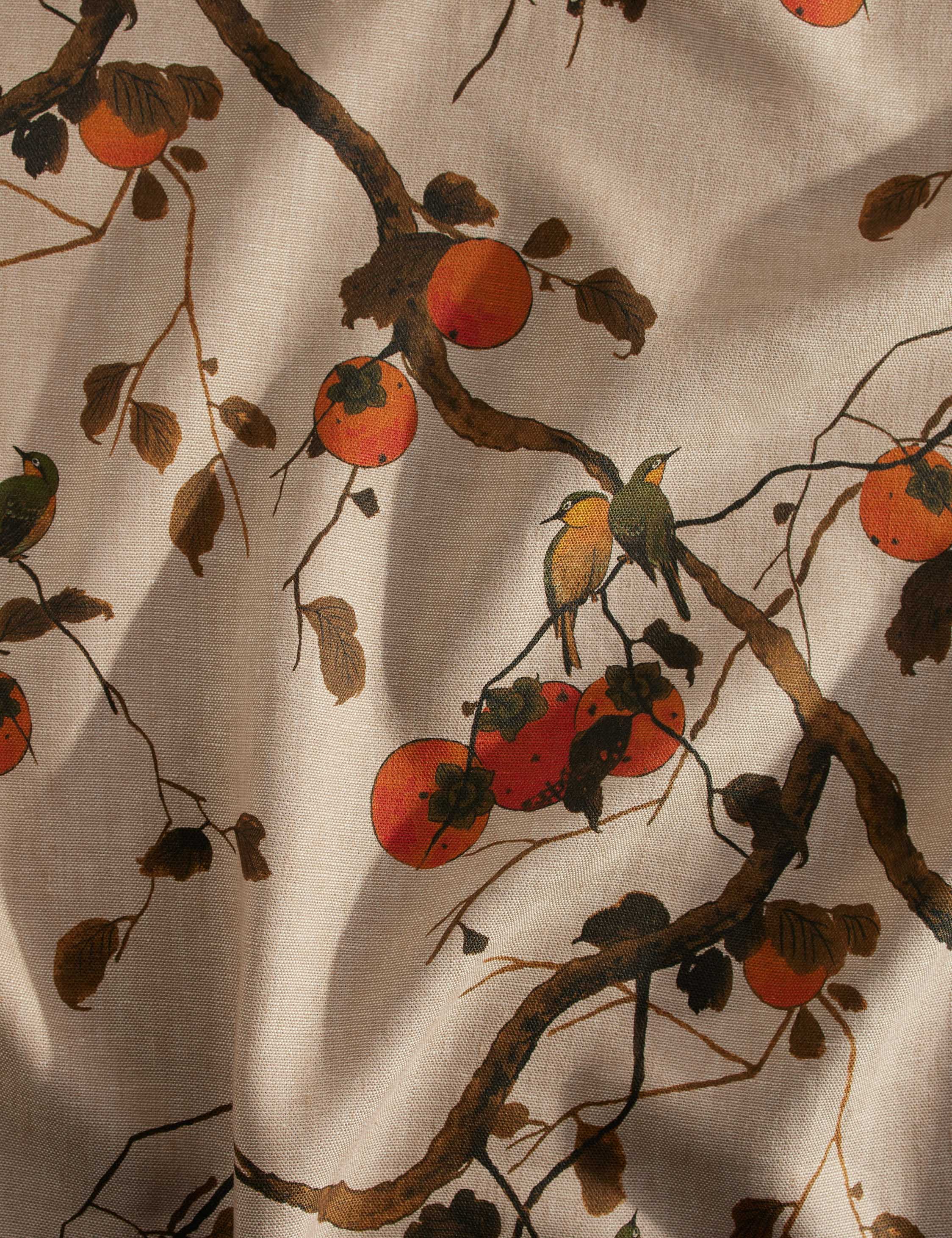Persimmon Birds Flax Linen Fabric by Nathan Turner - Image 7
