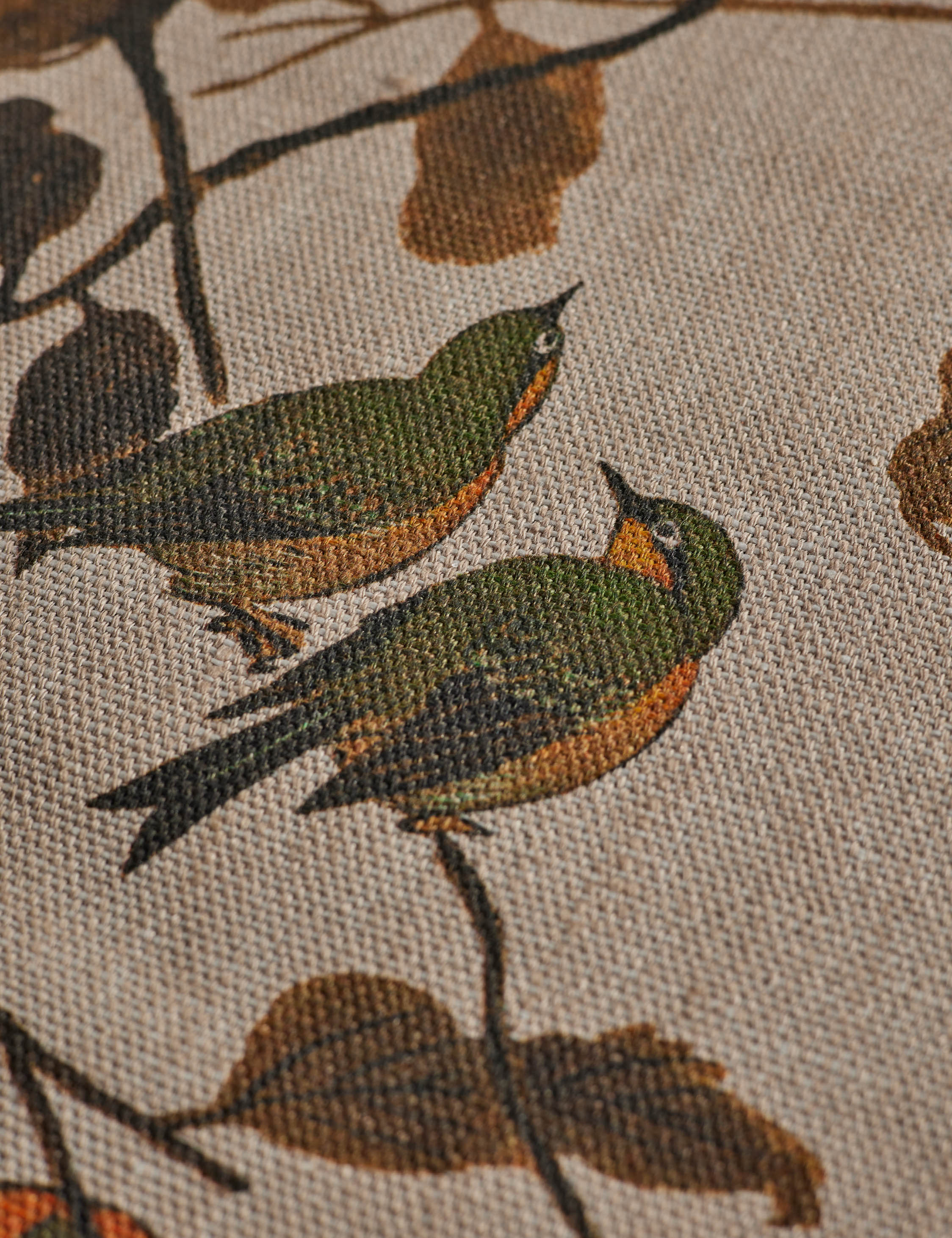 Persimmon Birds Flax Linen Fabric by Nathan Turner - Image 8