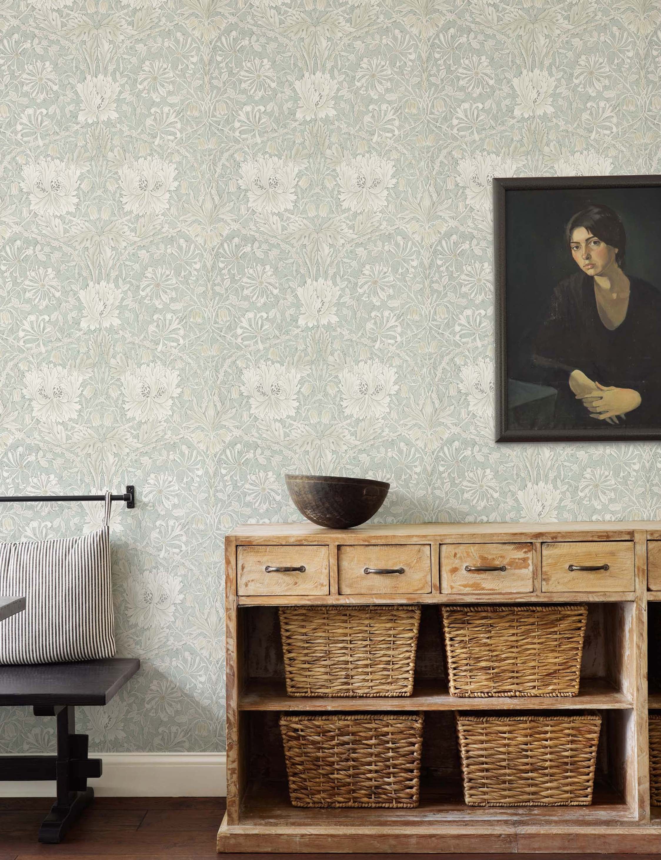 Pure Honeysuckle & Tulip Wallpaper by Morris & Co.