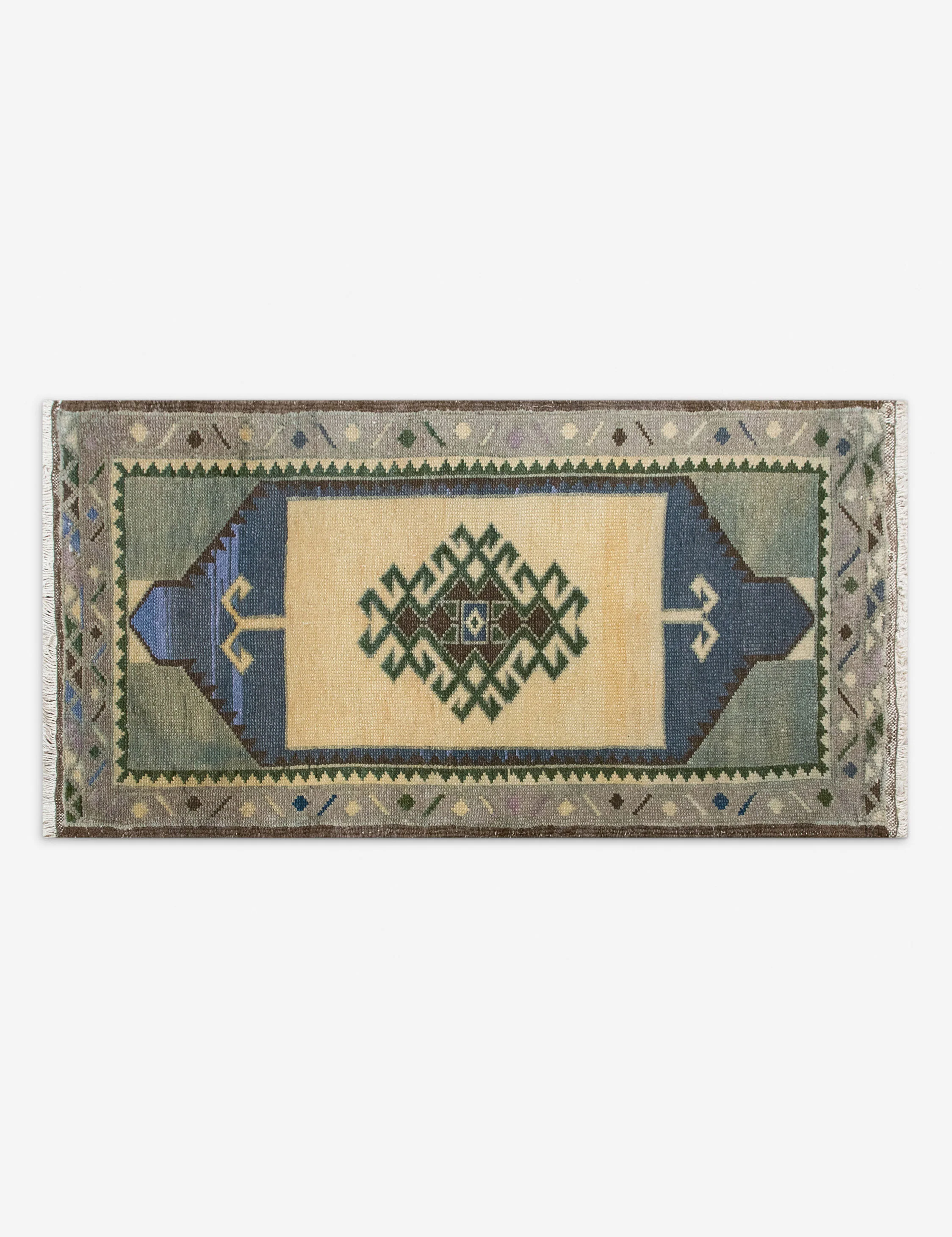 Vintage Turkish Hand-Knotted Wool Mini Rug No. 316, 1'6" x 3'2"