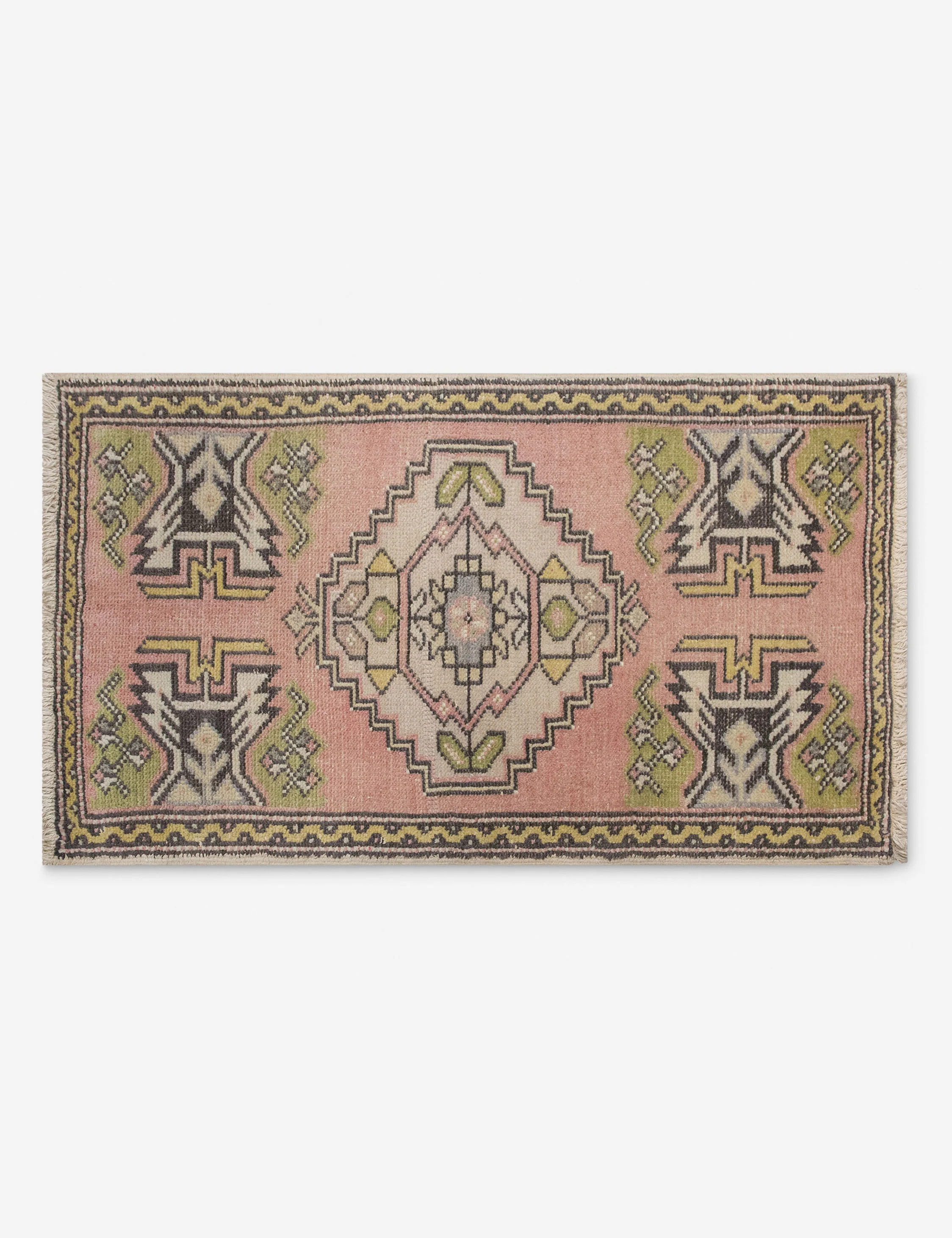 Vintage Turkish Hand-Knotted Wool Mini Rug No. 330, 1'7" x 3'1"