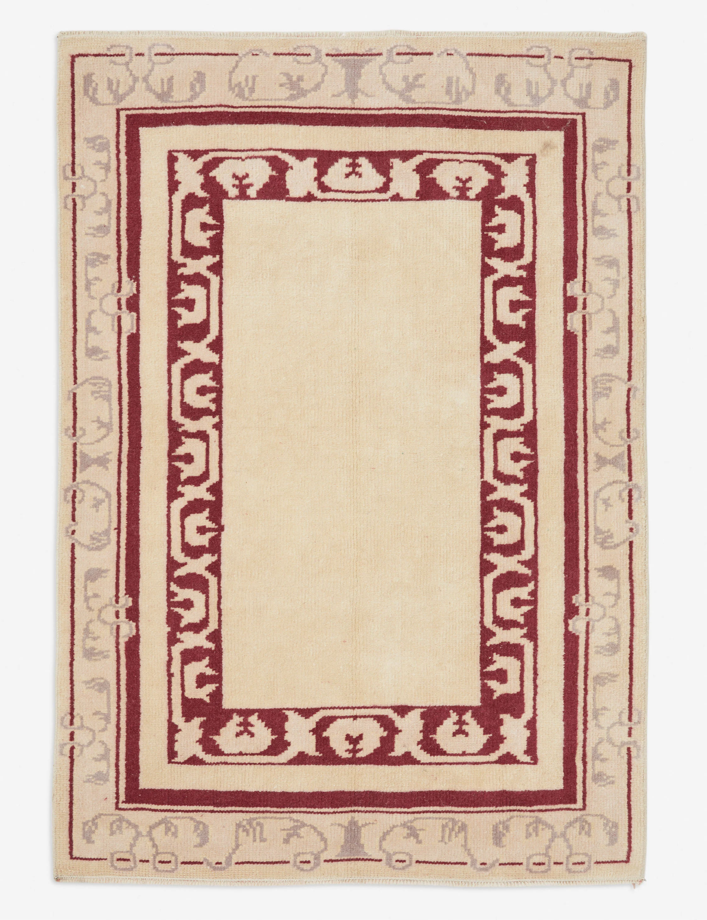 Vintage Turkish Hand-Knotted Wool Rug No. 256, 2'9" x 4'