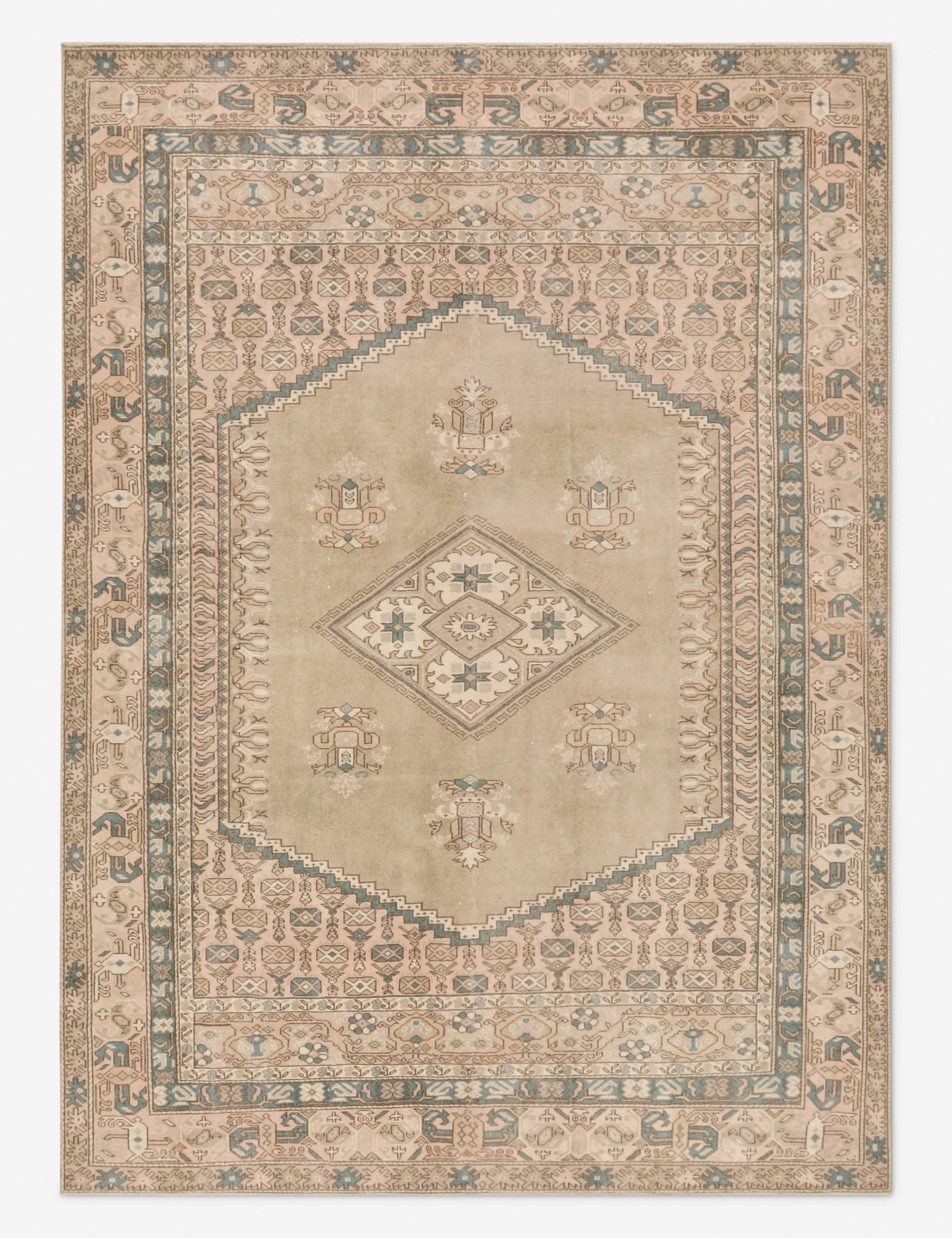 Vintage Turkish Hand-Knotted Wool Rug No. 419, 6'6" x 8'10"
