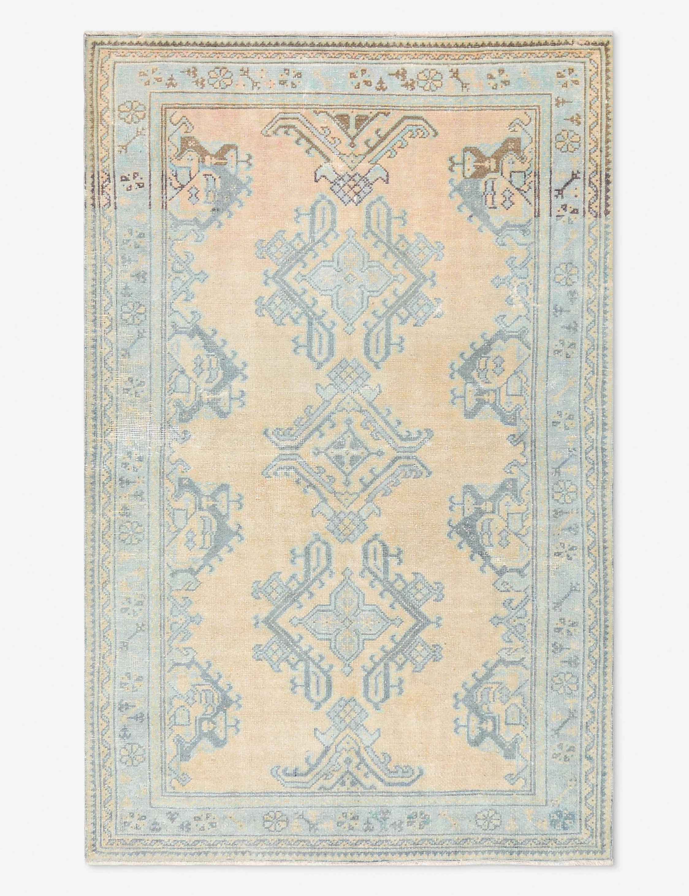 Vintage Turkish Hand-Knotted Wool Rug No. 465, 5' x 7' 6"